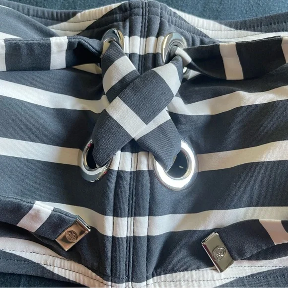 Micheal Kors Striped Gray and White Bikini Set - Picture 10 of 10